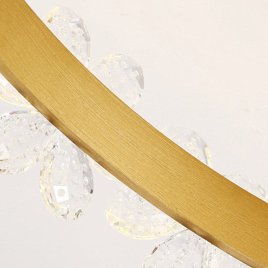 19.5"/29" Petal Crystal LED Ceiling Mounted Fixture - Gold Flush Mount Lighting in Warm/White/3 Color Light