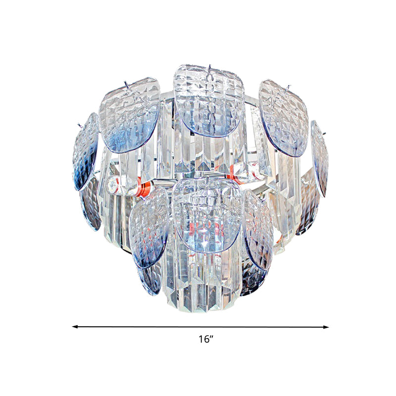 Modern Clear Faceted Crystal Tiered Hanging Light Kit with Light Blue Pendant Chandelier (5/10 Lights)