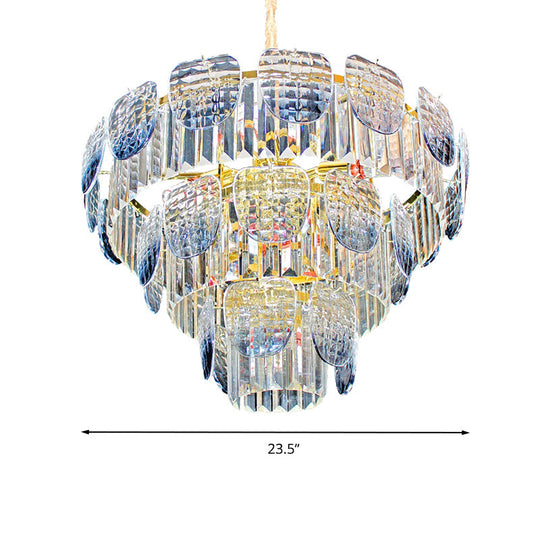 Faceted Crystal Hanging Light Kit - Modern 5/10 Blue Pendant Chandelier