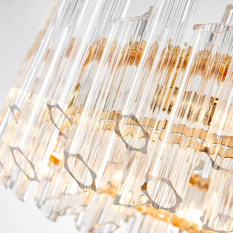 Modern Clear Crystal Drum Chandelier - Elegant 8/12 Light Gold LED Ceiling Lamp - Ideal for Living Room Styling
