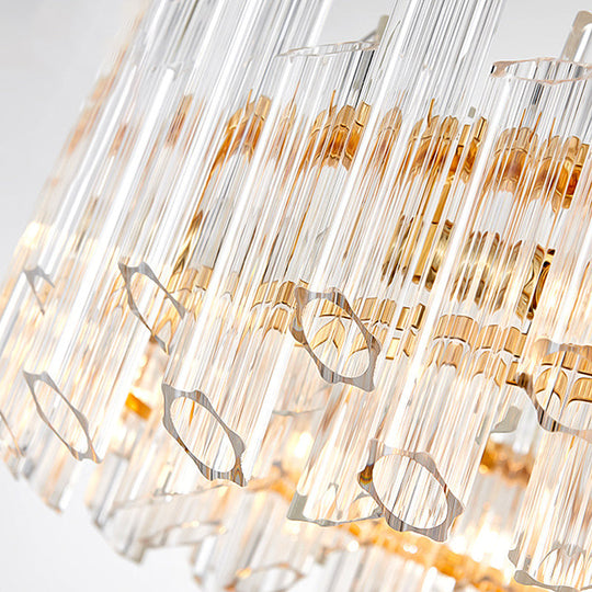 Modern Clear Crystal Drum Chandelier - Elegant 8/12 Light Gold LED Ceiling Lamp - Ideal for Living Room Styling