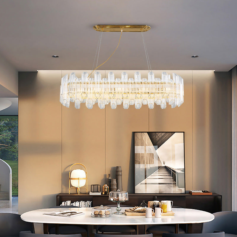 Modern Gold Crystal LED Chandelier - 10 Heads Pendant Light for Living Room