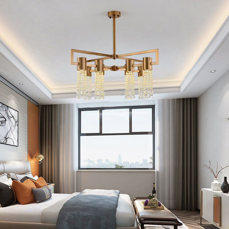Modern 8/10 Bulb LED Gold Crystal Pendant Chandelier for Bedroom