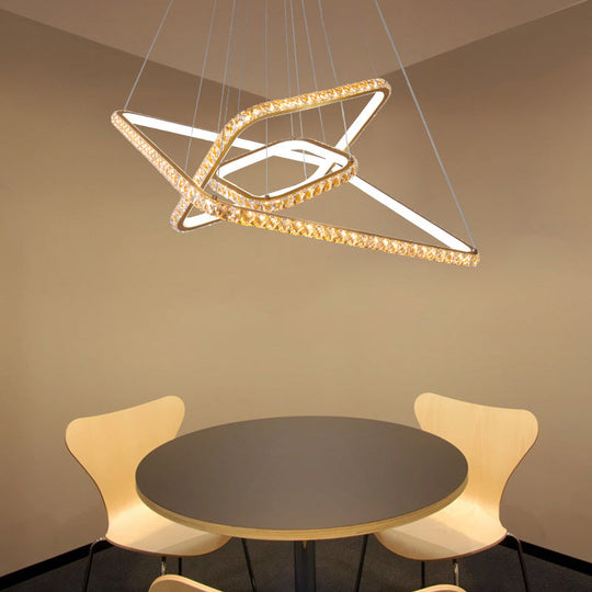 Modernism 3-Tier Gold Chandelier with Clear Crystal LED Pendant - Restaurant Lighting in 3 Colors