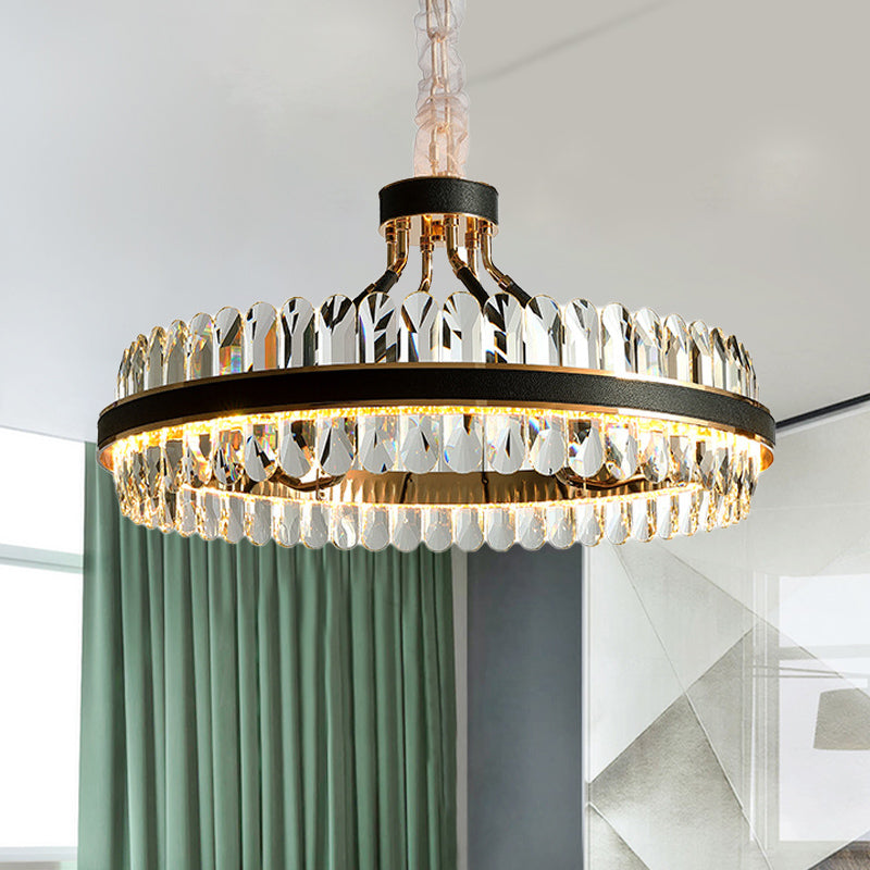 Modern LED Black Crystal Chandelier for Living Room - Stylish Pendant Lighting Fixture