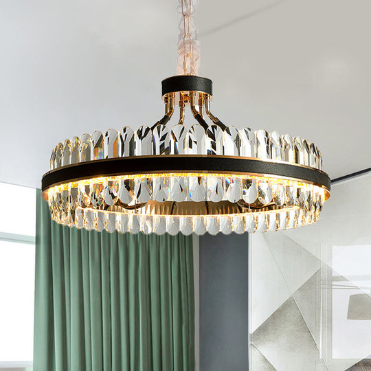 Modern LED Black Crystal Chandelier for Living Room - Stylish Pendant Lighting Fixture