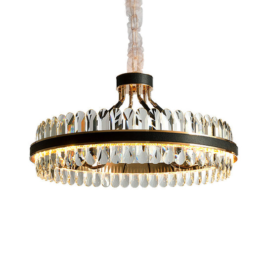 Modern LED Black Crystal Chandelier for Living Room - Stylish Pendant Lighting Fixture