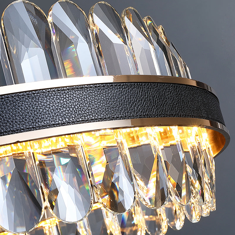 Modern LED Black Crystal Chandelier for Living Room - Stylish Pendant Lighting Fixture