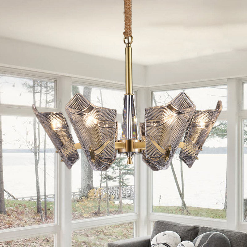 Modern Scrolled Crystal Chandelier Light Fixture - 6 Head Pendant For Kitchen