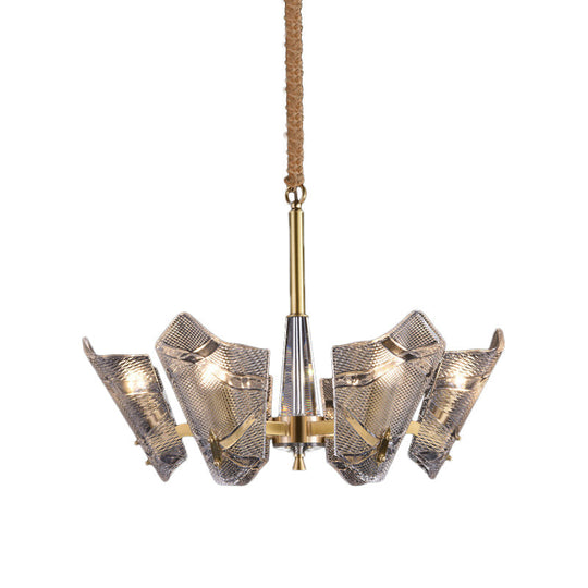 Modern Scrolled Crystal Chandelier Light Fixture - 6 Head Pendant For Kitchen