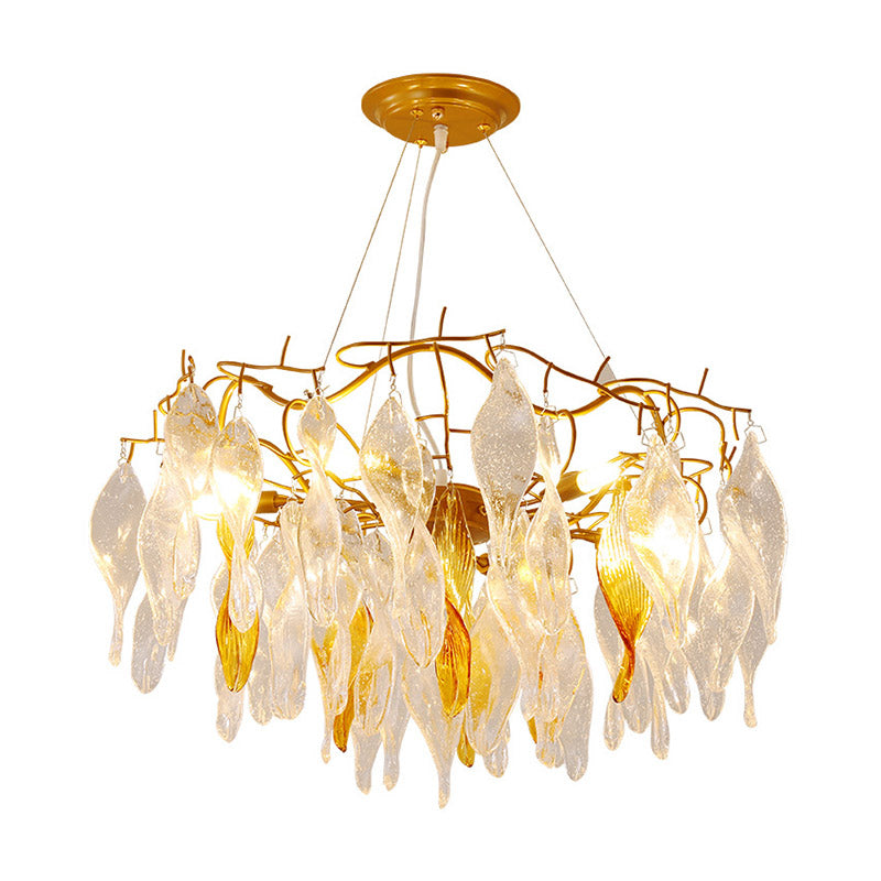 Modern Gold LED Spiral Chandelier - 6 Lights - Dining Room Pendant