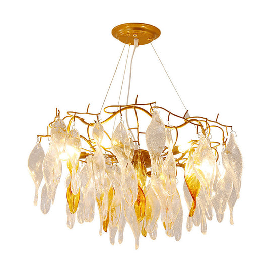 Modern Gold LED Spiral Chandelier - 6 Lights - Dining Room Pendant