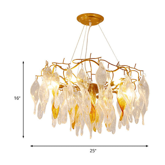 Modern Gold LED Spiral Chandelier - 6 Lights - Dining Room Pendant
