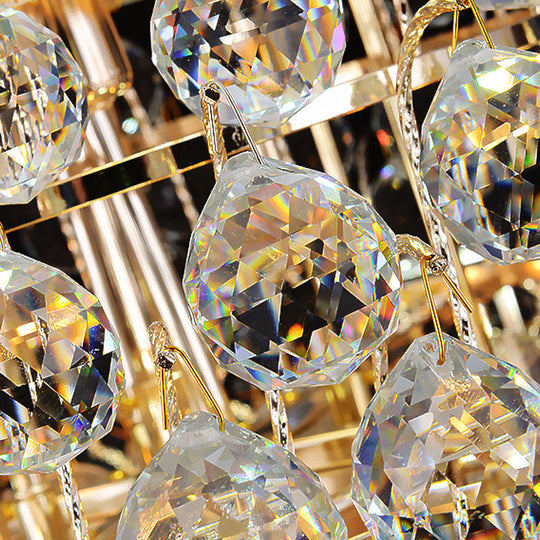 Lustre d'escalier à 12 têtes avec lampe à suspension en cristal doré