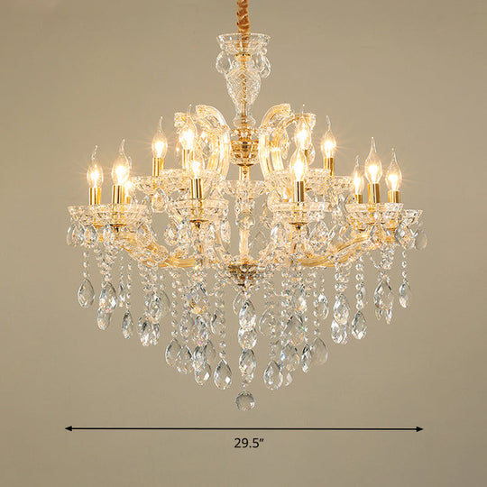 Modern Hand-Cut Crystal Teardrop Chandelier Light - 10 Heads Gold Pendant Suspension For Living Room