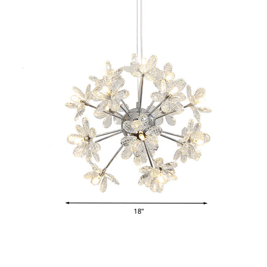Contemporary Crystal Starburst Ceiling Light Fixture - Chrome/Gold Chandelier Pendant Light - Multi-Head - Various Width Options