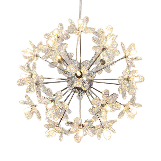 Contemporary Crystal Starburst Ceiling Light Fixture - Chrome/Gold Chandelier Pendant Light - Multi-Head - Various Width Options