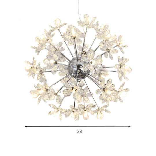 Contemporary Crystal Starburst Ceiling Light Fixture - Chrome/Gold Chandelier Pendant Light - Multi-Head - Various Width Options