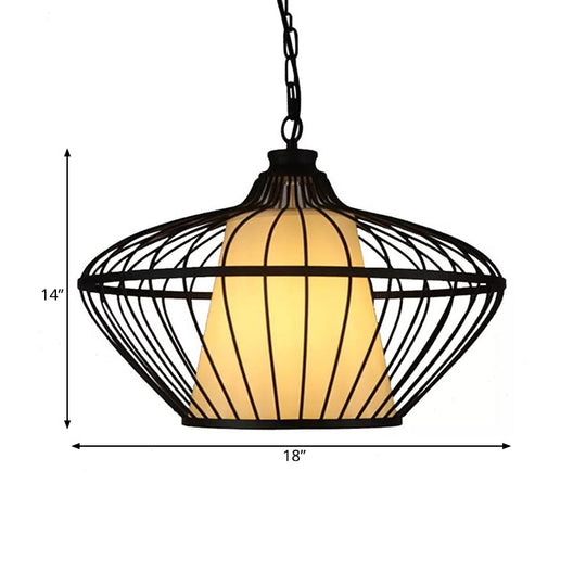 Black Basket Pendant Ceiling Lamp: Classic & Metallic - 1 Light Fixture