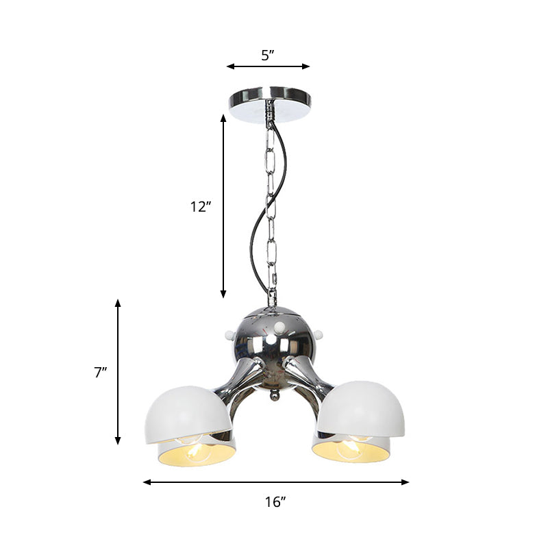 Industrial Dome Hanging Light Fixture - Metallic 3/4/5 Heads Chandelier Lamp for Living Room - Black/Chrome Finish