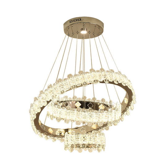Modernist LED Crystal Chandelier - Nickel Finish, Circular Design