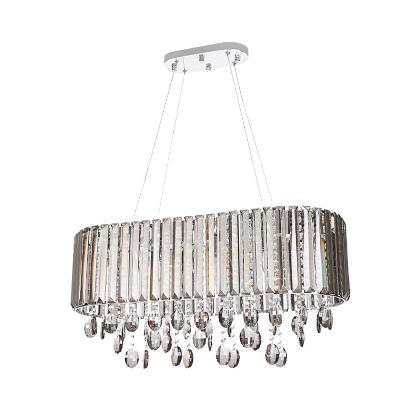 Contemporary 6-Head Living Room Chandelier with Crystal Shade