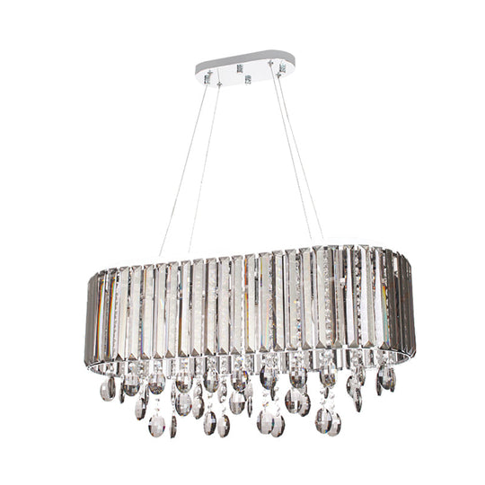 Contemporary 6-Head Living Room Chandelier with Crystal Shade