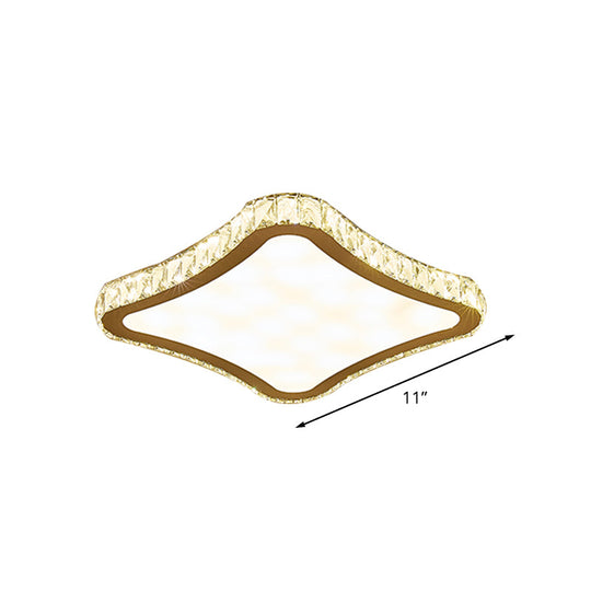 Modern Chrome Crystal LED Ceiling Fixture - Square Beveled Design, Flush Mount Lighting (11"/15"/19.5" W)