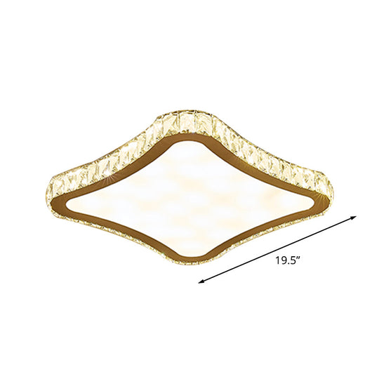 Modern Chrome Crystal LED Ceiling Fixture - Square Beveled Design, Flush Mount Lighting (11"/15"/19.5" W)