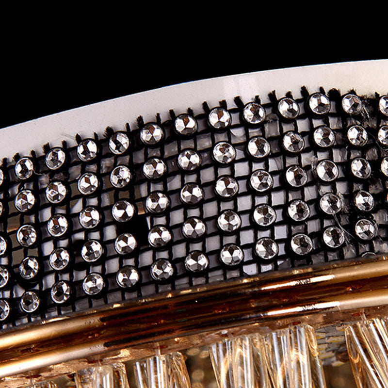 Scalloped Ceiling Mount Light Fixture - Modern Clear Crystal Glass LED Flushmount in Gold for Bedroom Lighting