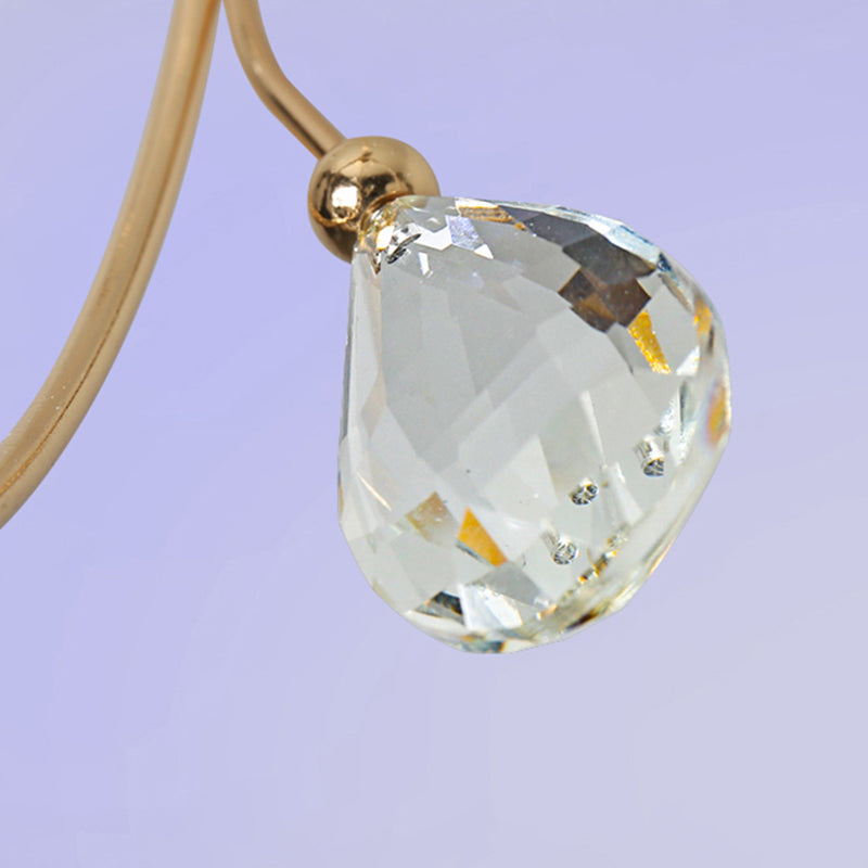 Modern LED Gold Pendant Lamp with K9 Crystal Accent - Circle Metal Hanging Light