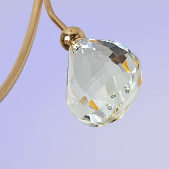 Modern LED Gold Pendant Lamp with K9 Crystal Accent - Circle Metal Hanging Light