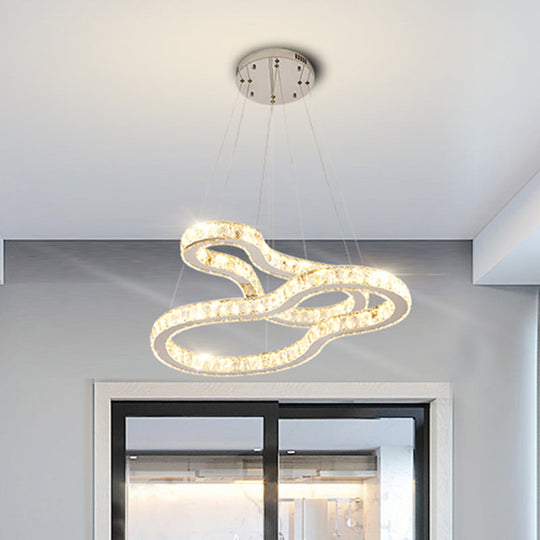 Modern Chrome 2-Tier Chandelier with LED Beveled Glass Crystals - Ideal for Bedrooms