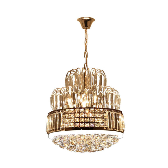 Modern Circular Chandelier - Crystal Ball Pendant with 11 Lights, Gold Finish - Ideal for Dining Room Lighting