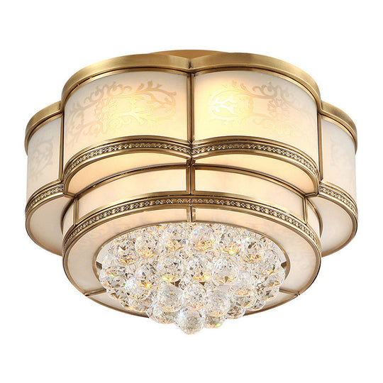 Modern LED Flush Mount Ceiling Light with Clear Crystal Flushmount Lamp for Living Room - Warm Light