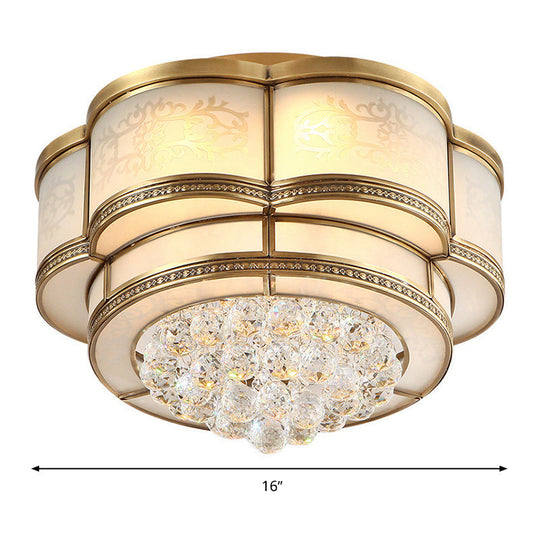 Modern LED Flush Mount Ceiling Light with Clear Crystal Flushmount Lamp for Living Room - Warm Light