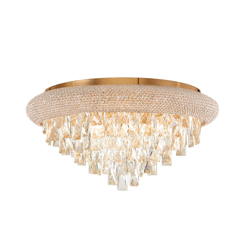 Gold Crystal LED Ceiling Light with Sleek Rectangle Design