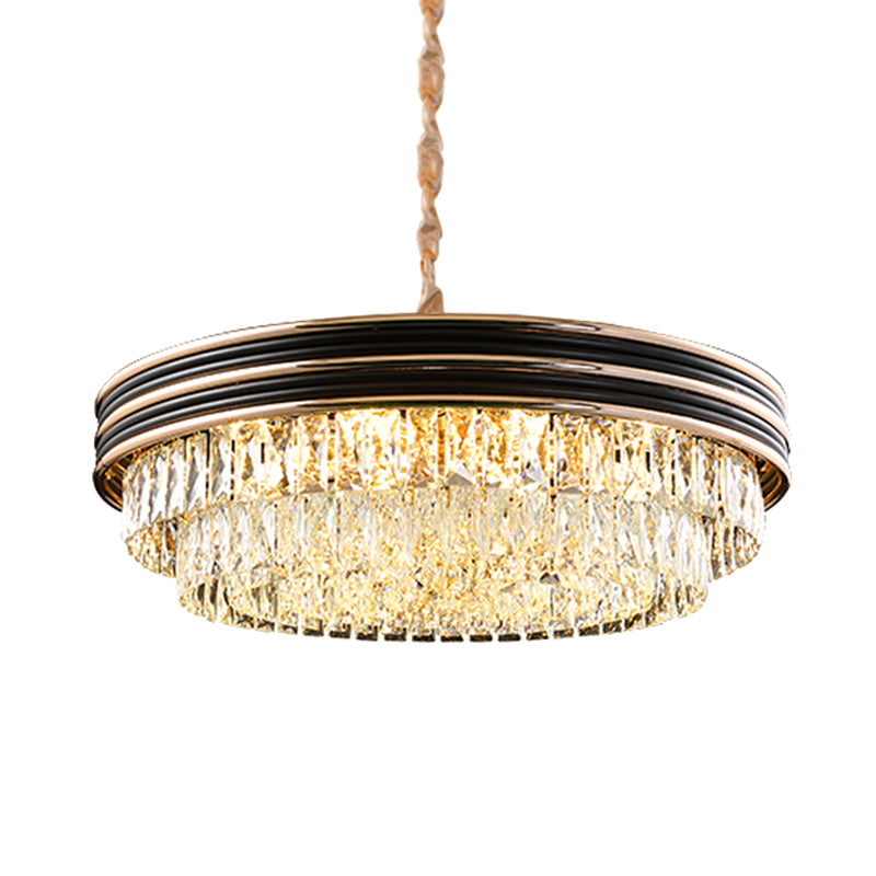 Modern 3-Tier Round Crystal Chandelier - Black, 9/11 Heads, 18"/21.5" Wide Pendant Light