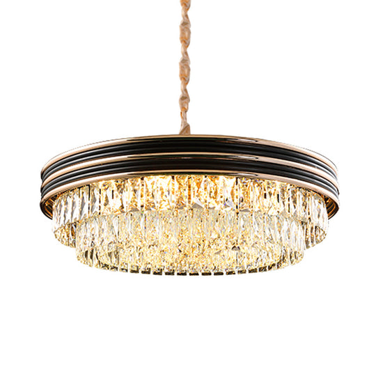 Modern 3-Tier Round Crystal Chandelier - Black, 9/11 Heads, 18"/21.5" Wide Pendant Light