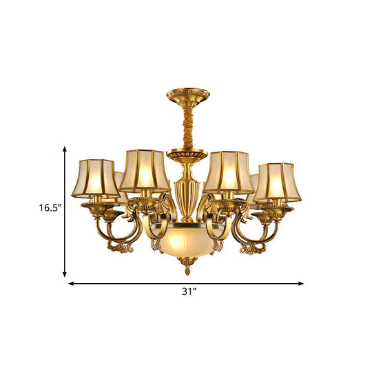 Gold Frosted Glass Bell Chandelier - 6/8 Heads Ceiling Pendant Light For Living Room