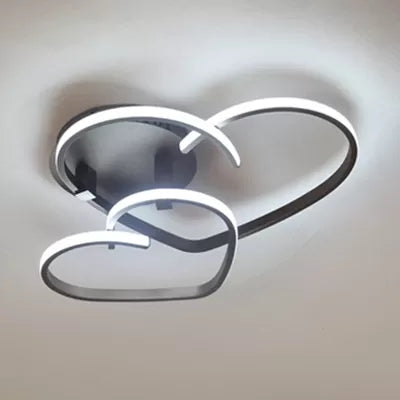 Modern Acrylic Loving Heart Brown Ceiling Light for Child Bedroom - Flush Mount Fixture