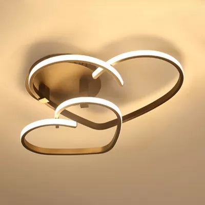 Modern Acrylic Loving Heart Brown Ceiling Light for Child Bedroom - Flush Mount Fixture