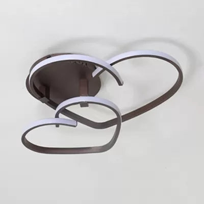Modern Acrylic Loving Heart Brown Ceiling Light for Child Bedroom - Flush Mount Fixture