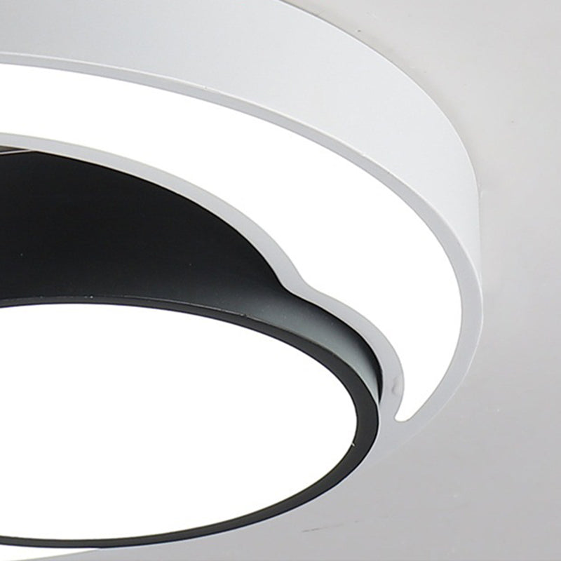 Modern Metal Black and White Round LED Flush Light - 16"/19.5"/23.5" Wide - Warm/White Light