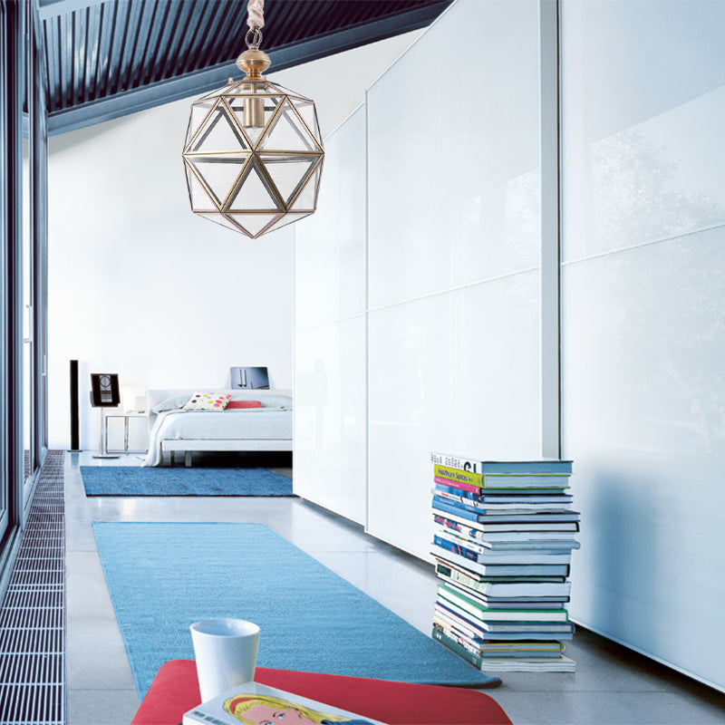 Colonial Clear Glass Pendant Light - Single Head Suspension Lamp For Porch