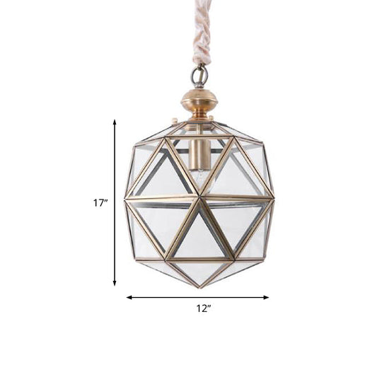 Colonial Clear Glass Pendant Light - Single Head Suspension Lamp For Porch