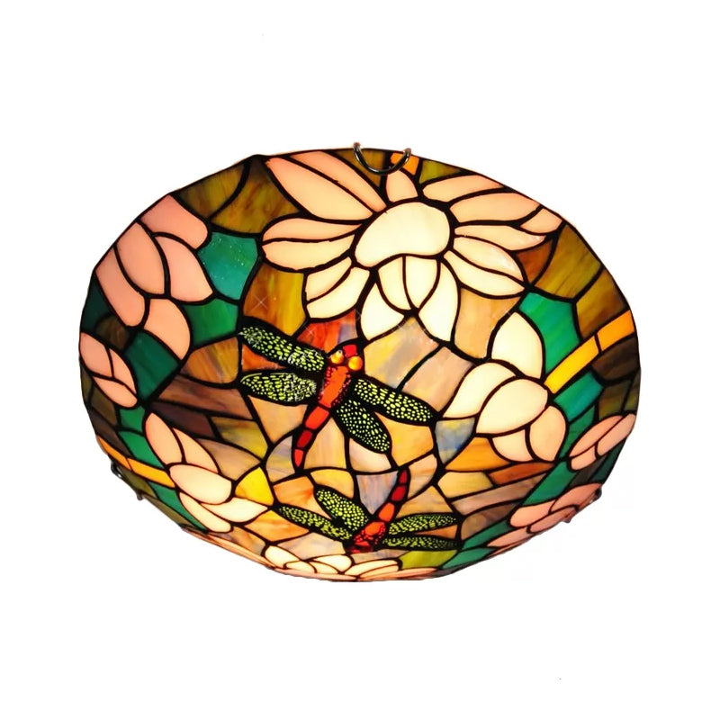 Tiffany Dragonfly Ceiling Light with Stained Glass Shade - Perfect for Living Room!