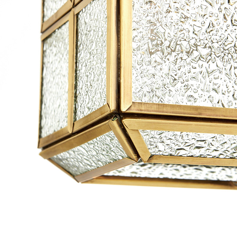 Gold Lantern Hanging Lamp - Traditional Frosted Glass 6.5/8 Wide 1 Light Living Room Ceiling