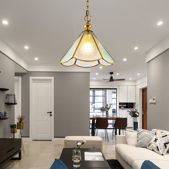 Brass And Frosted Glass Cone Pendant Light With Simple Style 1 Bulb - Available In 12 Or 16 Width