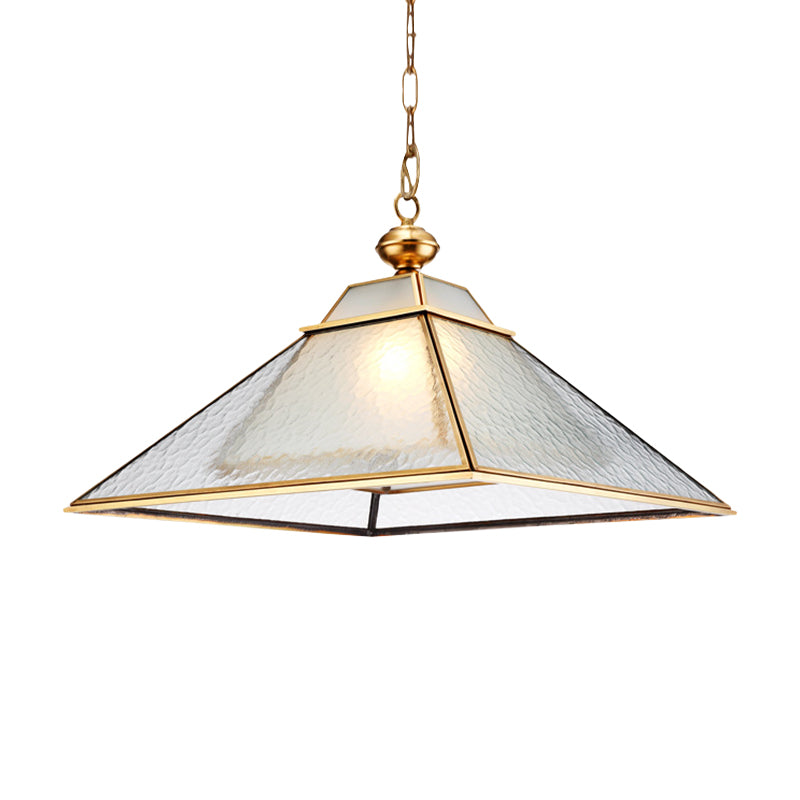 Vintage Double Tower Hanging Ceiling Lamp In Gold With Water Glass Fixture